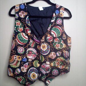 Saddle River Christmas Vest M Christmas Balls Black